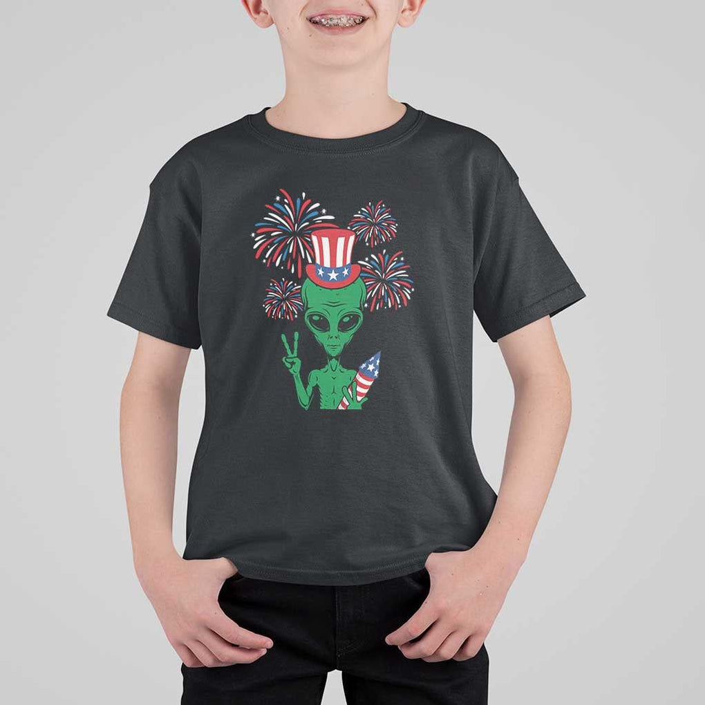 Funny Fourth Of July Alien T Shirt For Kid American USA Flag Fireworks TS11 Black Print Your Wear