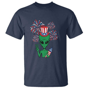 Funny Fourth Of July Alien T Shirt American USA Flag Fireworks TS11 Navy Print Your Wear