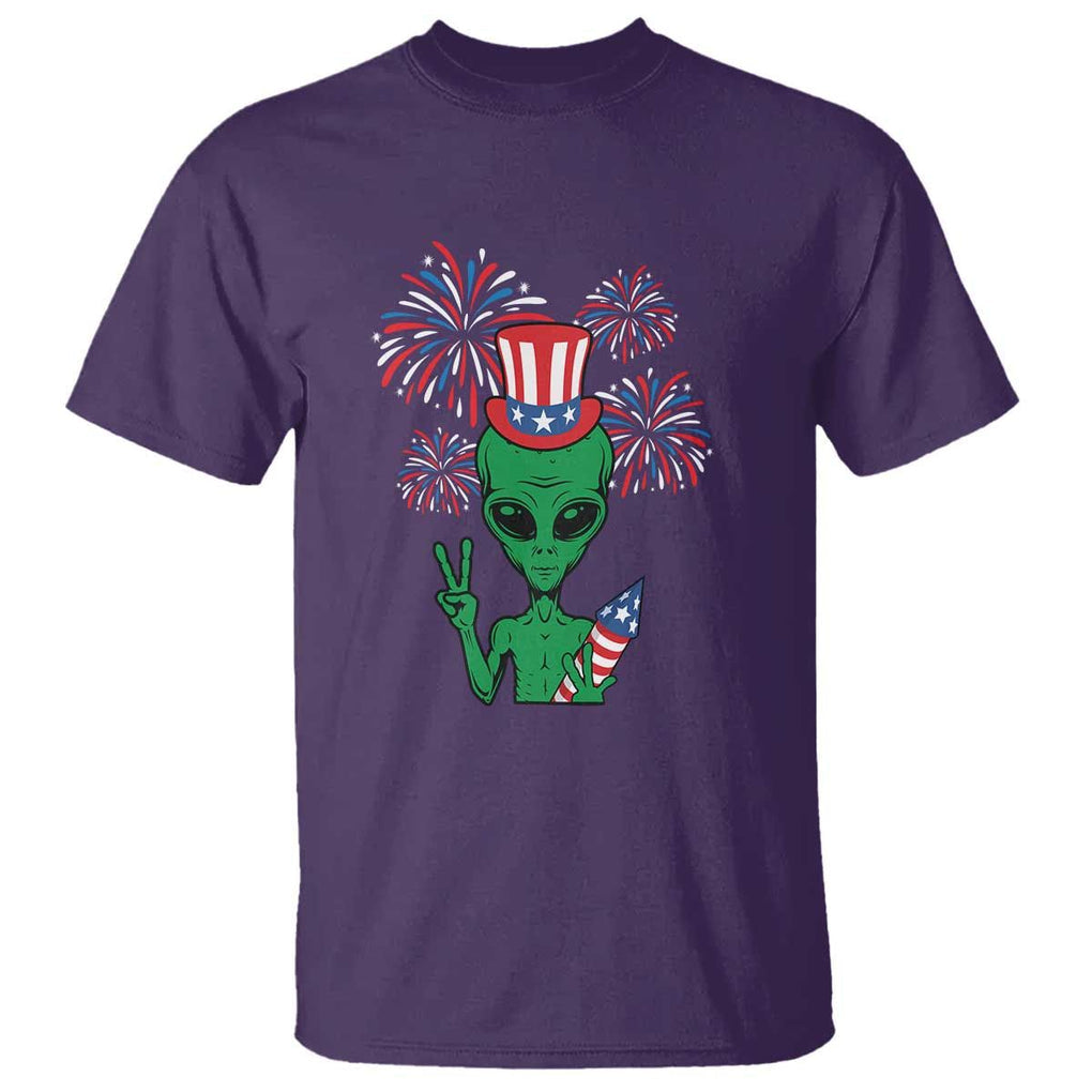Funny Fourth Of July Alien T Shirt American USA Flag Fireworks TS11 Purple Print Your Wear