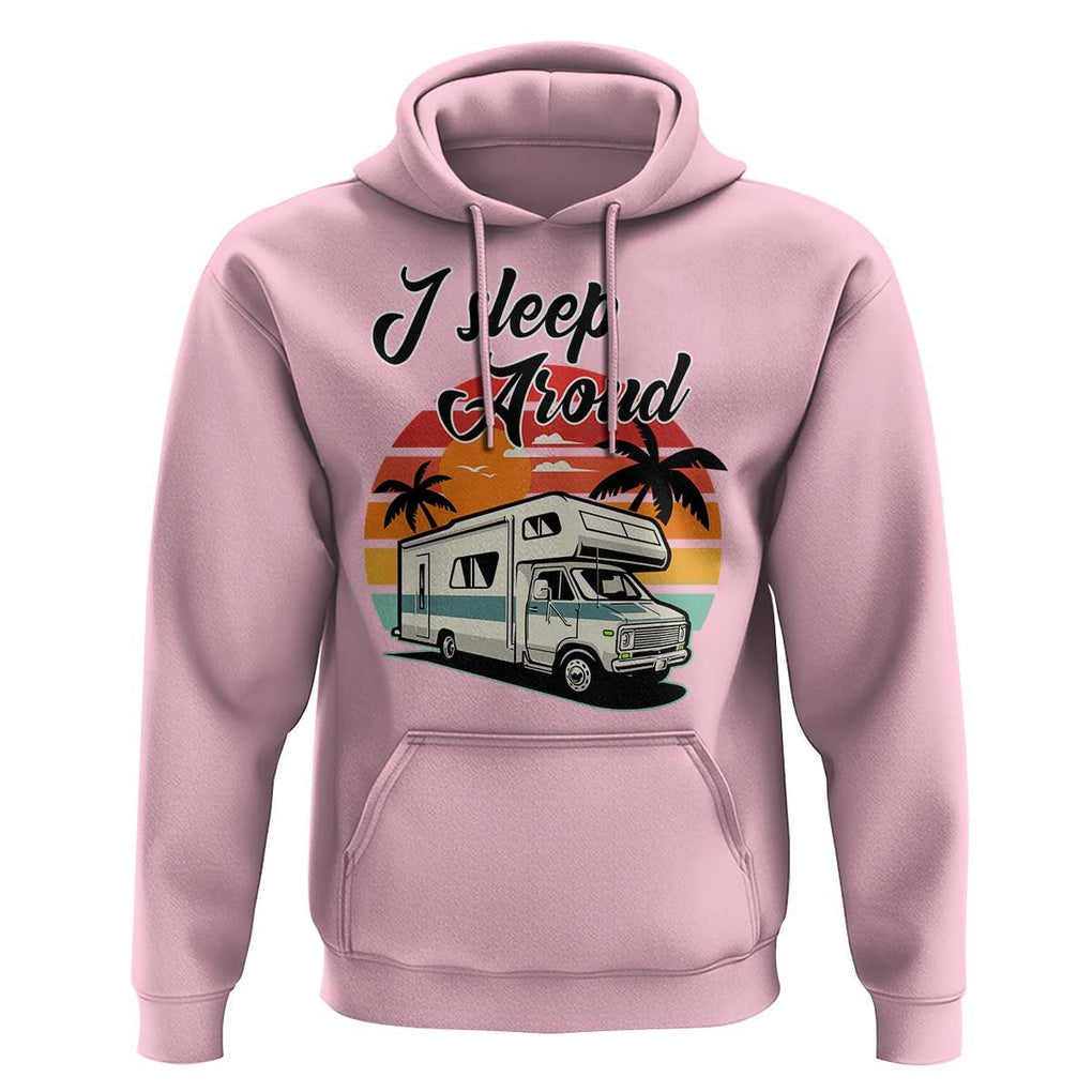 Funny Sarcastic Camping Hoodie I Sleep Around Camper Van TS11 Light Pink Print Your Wear