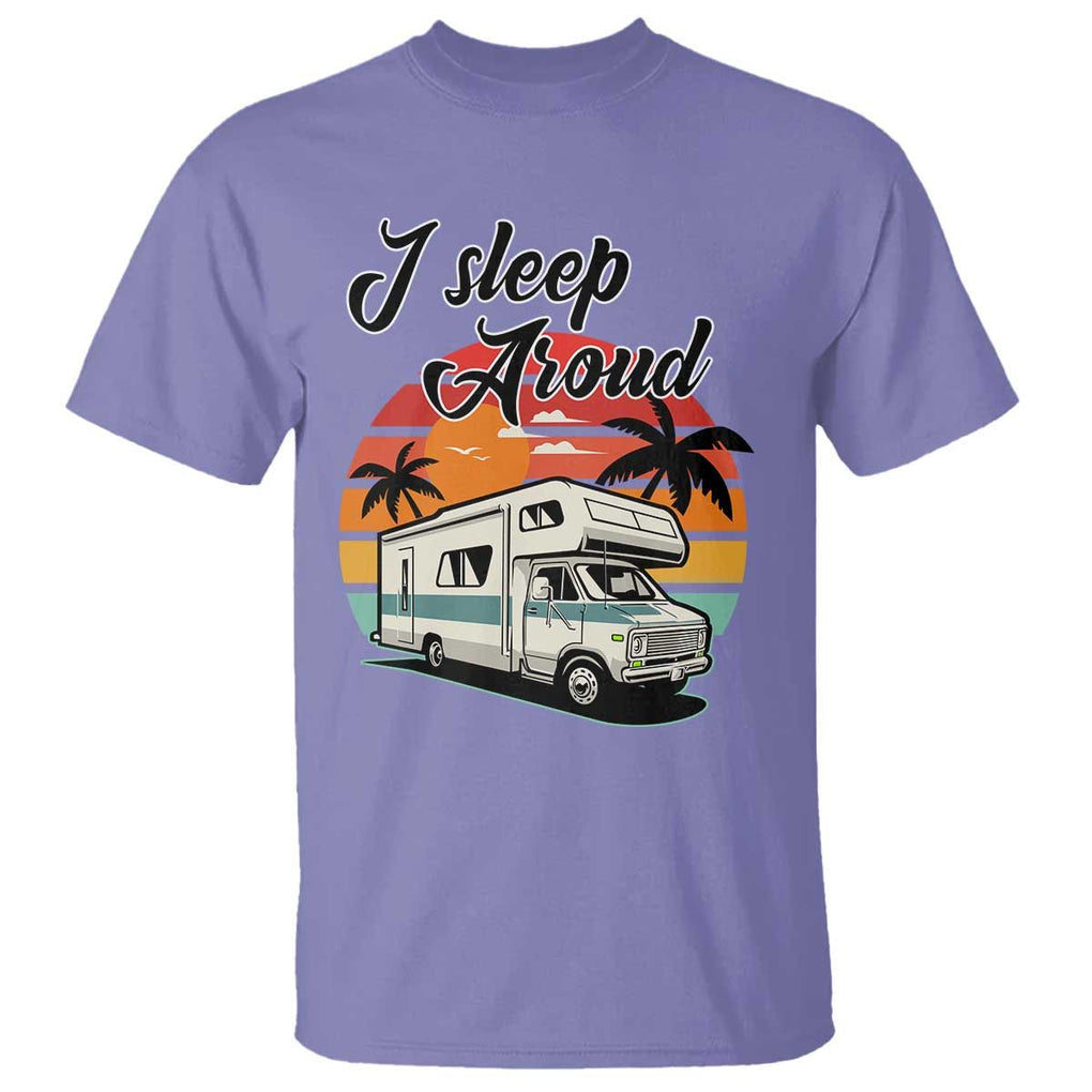 Funny Sarcastic Camping T Shirt I Sleep Around Camper Van TS11 Violet Print Your Wear