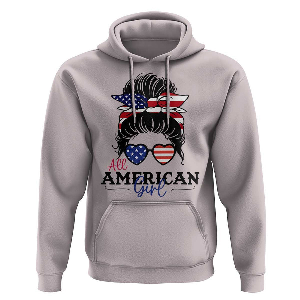 Fourth Of July Hoodie All American Girl USA Flag Independence Day TS11 Ice Gray Print Your Wear