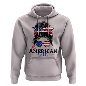 Fourth Of July Hoodie All American Girl USA Flag Independence Day TS11 Ice Gray Print Your Wear