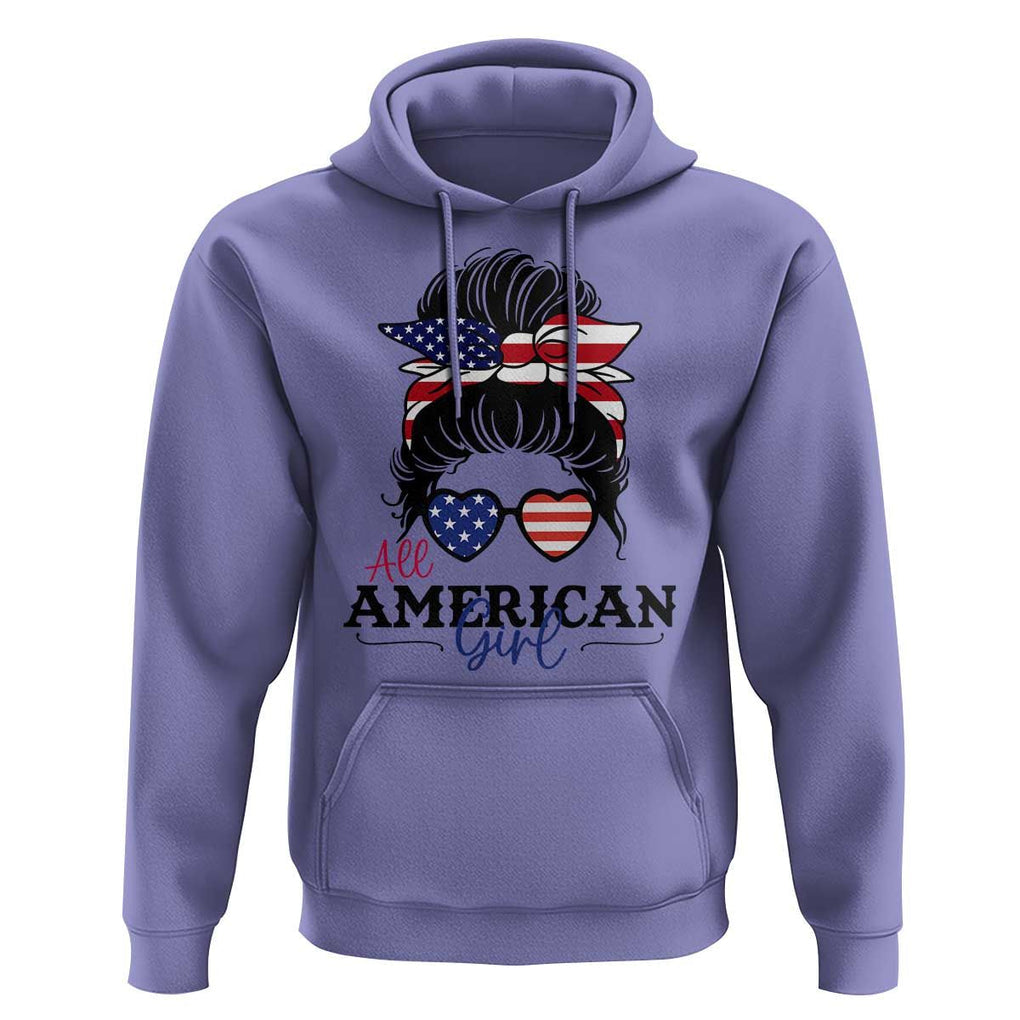 Fourth Of July Hoodie All American Girl USA Flag Independence Day TS11 Violet Print Your Wear
