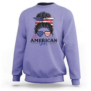 Fourth Of July Sweatshirt All American Girl USA Flag Independence Day TS11 Violet Print Your Wear