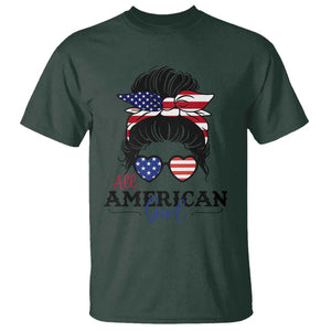 Fourth Of July T Shirt All American Girl USA Flag Independence Day TS11 Dark Forest Green Print Your Wear