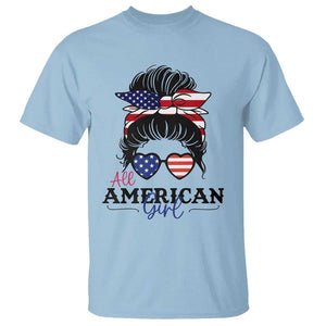 Fourth Of July T Shirt All American Girl USA Flag Independence Day TS11 Light Blue Print Your Wear