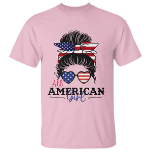 Fourth Of July T Shirt All American Girl USA Flag Independence Day TS11 Light Pink Print Your Wear