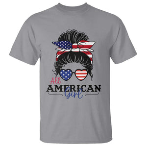 Fourth Of July T Shirt All American Girl USA Flag Independence Day TS11 Sport Gray Print Your Wear