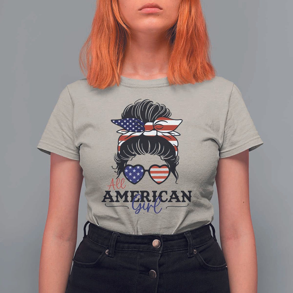 Fourth Of July T Shirt For Women All American Girl USA Flag Independence Day TS11 Sand Print Your Wear