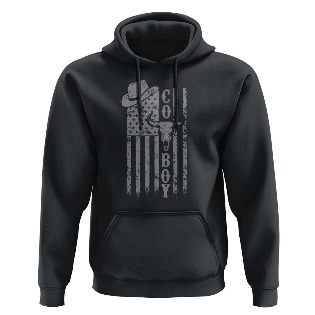 Fourth Of July Western Country Hoodie Howdy American Flag Cowboy Texas Rodeo Cow Skull TS11 Black Print Your Wear