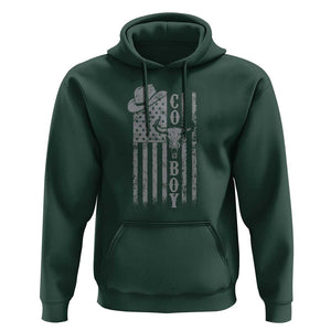 Fourth Of July Western Country Hoodie Howdy American Flag Cowboy Texas Rodeo Cow Skull TS11 Dark Forest Green Print Your Wear