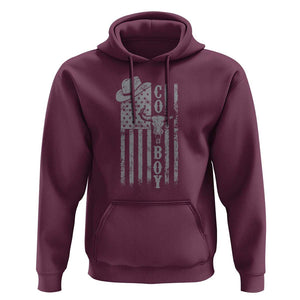Fourth Of July Western Country Hoodie Howdy American Flag Cowboy Texas Rodeo Cow Skull TS11 Maroon Print Your Wear