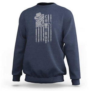 Fourth Of July Western Country Sweatshirt Howdy American Flag Cowboy Texas Rodeo Cow Skull TS11 Navy Print Your Wear