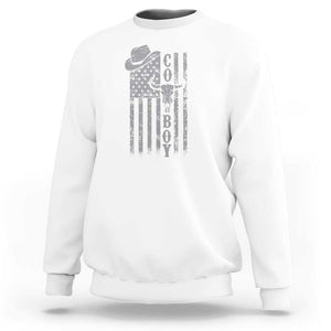 Fourth Of July Western Country Sweatshirt Howdy American Flag Cowboy Texas Rodeo Cow Skull TS11 White Print Your Wear