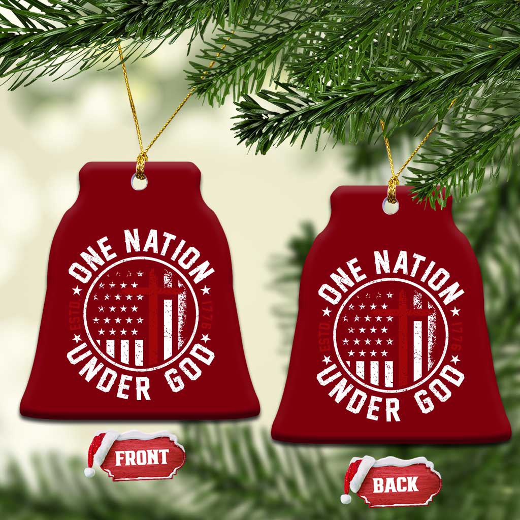 Funny One Nation Under God ESTD 1776 Ceramic Ornament 4th Of July Patriotic Christian TS11 Print Your Wear
