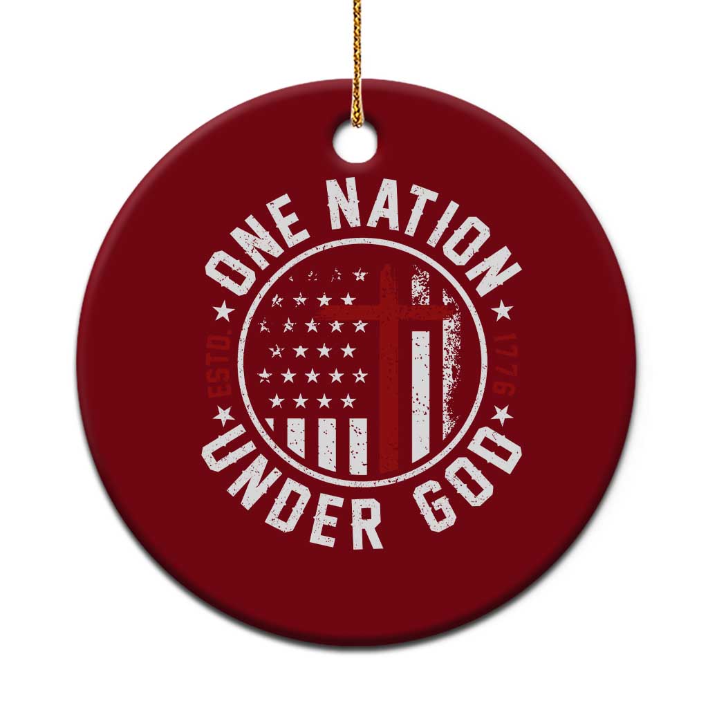 Funny One Nation Under God ESTD 1776 Ceramic Ornament 4th Of July Patriotic Christian TS11 1pc Red Print Your Wear