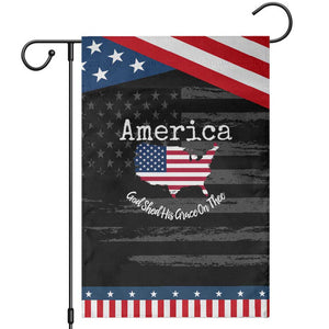 Funny America God Shed His Grace On Thee 4th of July Garden Flag TS11 Distressed Black Blue Print Your Wear
