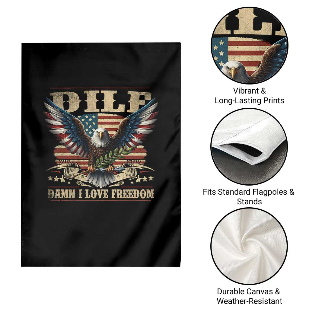 Funny 4th Of July DILF Damn I Love Freedom Garden Flag Bald Eagle American Flag TS11 Print Your Wear