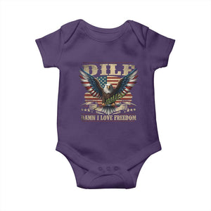 Funny 4th Of July DILF Damn I Love Freedom Baby Onesie Bald Eagle American Flag TS11 Purple Print Your Wear