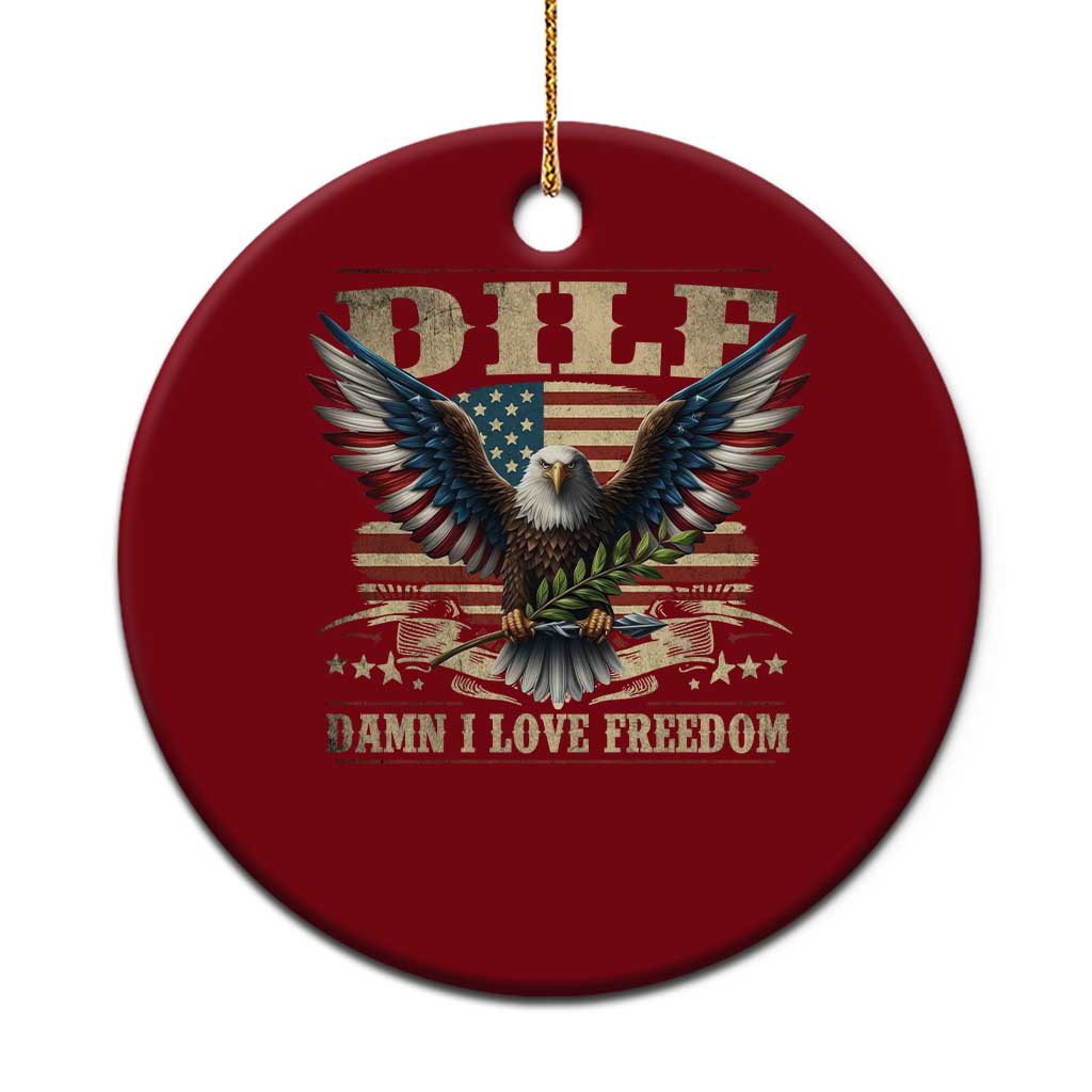 Funny 4th Of July DILF Damn I Love Freedom Ceramic Ornament Bald Eagle American Flag TS11 1pc Red Print Your Wear