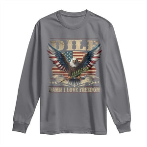 Funny 4th Of July DILF Damn I Love Freedom Long Sleeve Shirt Bald Eagle American Flag TS11 Charcoal Print Your Wear