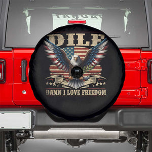 Funny 4th Of July DILF Damn I Love Freedom Spare Tire Cover Bald Eagle American Flag TS11 Black Print Your Wear
