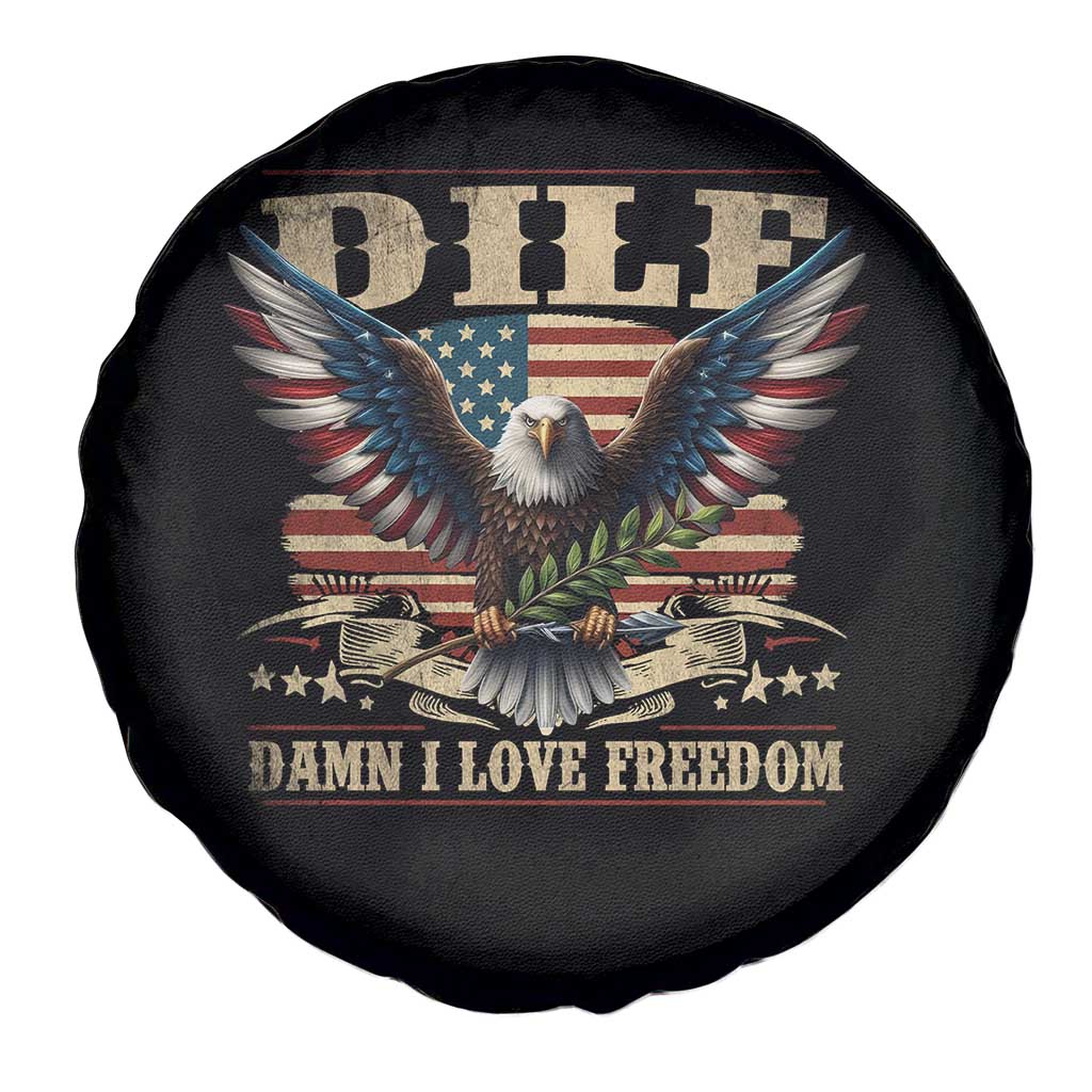Funny 4th Of July DILF Damn I Love Freedom Spare Tire Cover Bald Eagle American Flag TS11 Print Your Wear