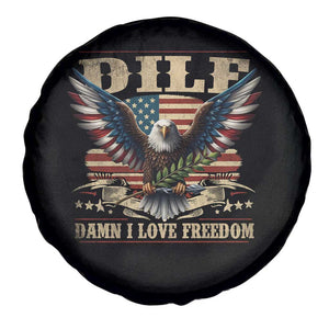 Funny 4th Of July DILF Damn I Love Freedom Spare Tire Cover Bald Eagle American Flag TS11 Print Your Wear