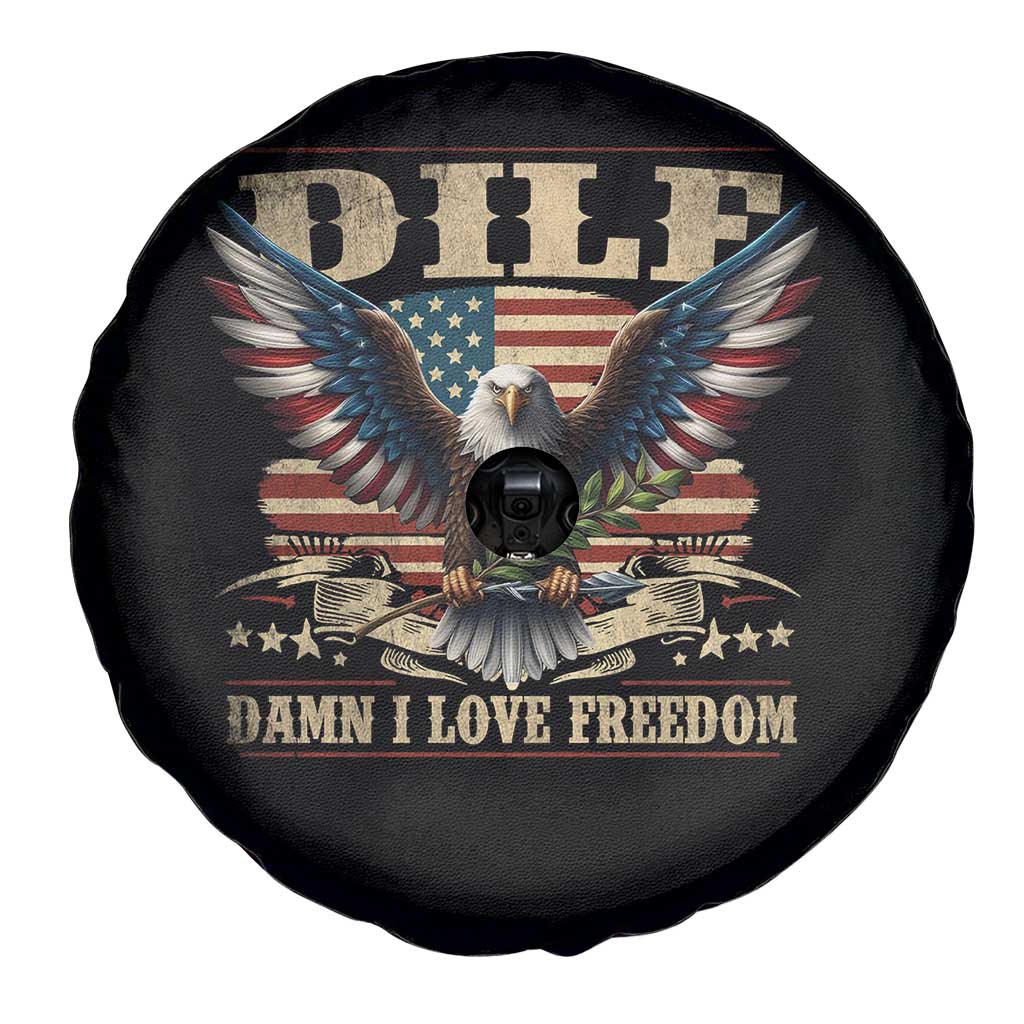Funny 4th Of July DILF Damn I Love Freedom Spare Tire Cover Bald Eagle American Flag TS11 Print Your Wear