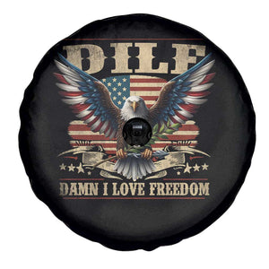 Funny 4th Of July DILF Damn I Love Freedom Spare Tire Cover Bald Eagle American Flag TS11 Print Your Wear