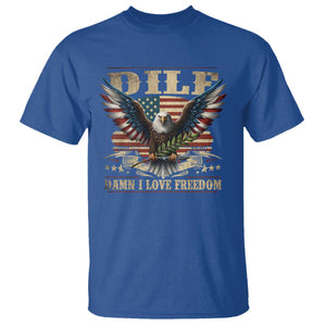 Funny 4th Of July DILF Damn I Love Freedom T Shirt Bald Eagle American Flag TS11 Royal Blue Print Your Wear