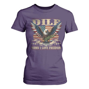 Funny 4th Of July DILF Damn I Love Freedom T Shirt For Women Bald Eagle American Flag TS11 Purple Print Your Wear