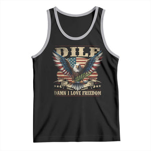 Funny 4th Of July DILF Damn I Love Freedom Tank Top Bald Eagle American Flag TS11 Black Athletic Heather Print Your Wear