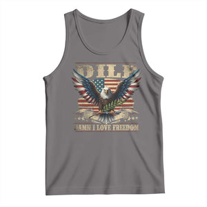 Funny 4th Of July DILF Damn I Love Freedom Tank Top Bald Eagle American Flag TS11 Deep Heather Print Your Wear