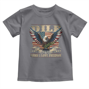 Funny 4th Of July DILF Damn I Love Freedom Toddler T Shirt Bald Eagle American Flag TS11 Charcoal Print Your Wear