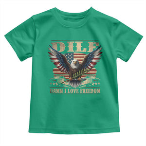 Funny 4th Of July DILF Damn I Love Freedom Toddler T Shirt Bald Eagle American Flag TS11 Irish Green Print Your Wear