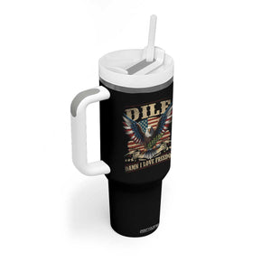 Funny 4th Of July DILF Damn I Love Freedom Tumbler With Handle Bald Eagle American Flag TS11 Print Your Wear