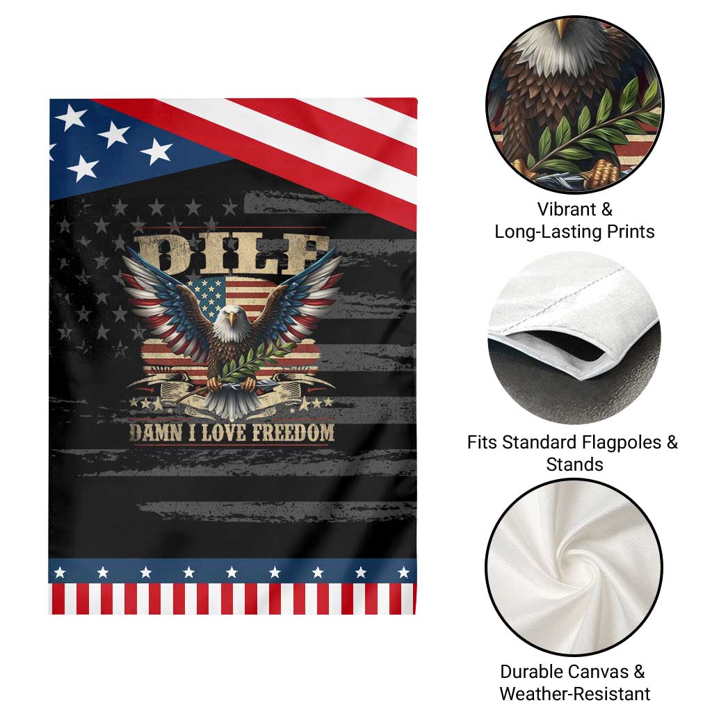 Funny 4th Of July DILF Damn I Love Freedom Garden Flag Bald Eagle American Flag TS11 Print Your Wear