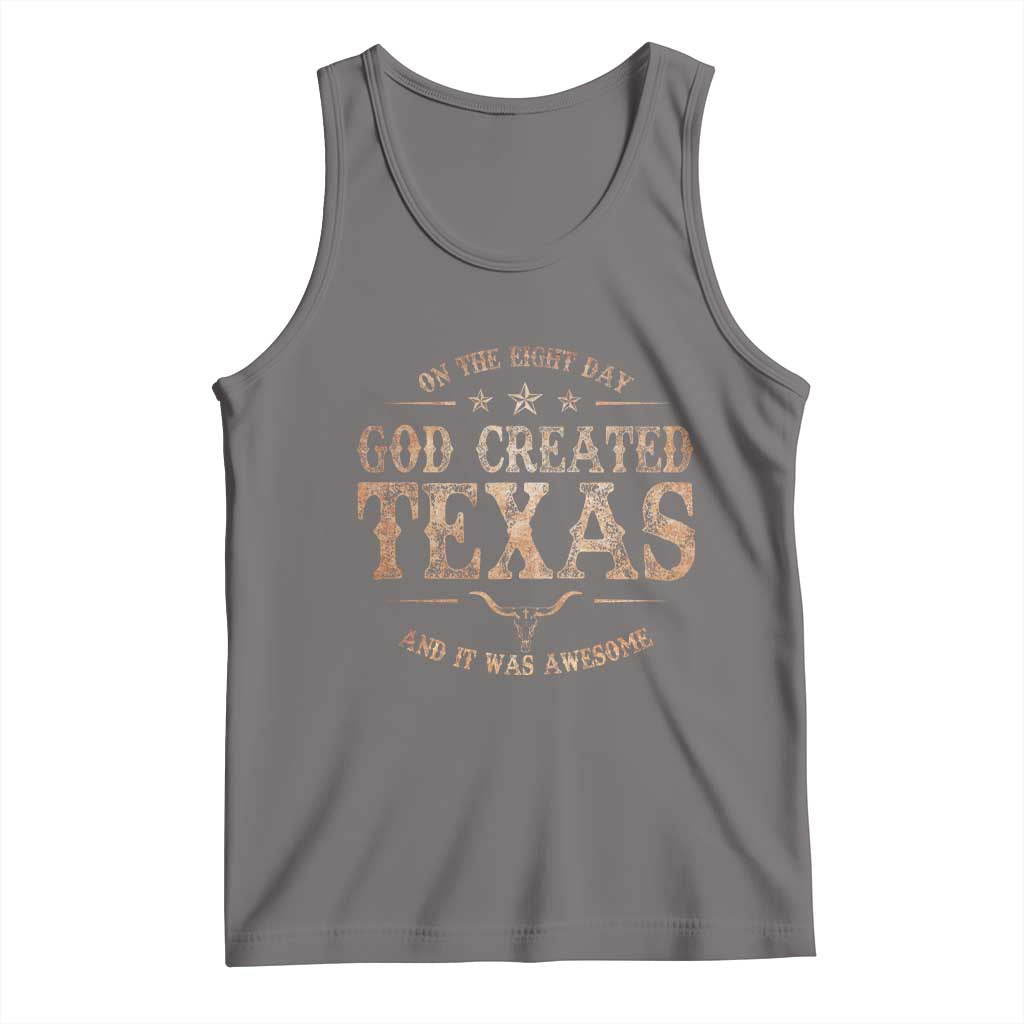 Funny On The Eight Day God Created Texas And It Was Awesome Tank Top American Texan TS11 Deep Heather Print Your Wear