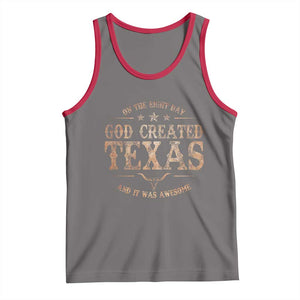 Funny On The Eight Day God Created Texas And It Was Awesome Tank Top American Texan TS11 Deep Heather Red Print Your Wear
