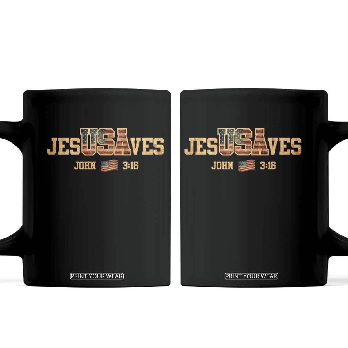 Funny Jesus Saves USA John 3 16 Coffee Mug Christian 4th Of July Bible Verse TS11 Black Print Your Wear