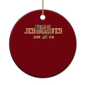 Funny Jesus Saves USA John 3 16 Ceramic Ornament Christian 4th Of July Bible Verse TS11 1pc Red Print Your Wear
