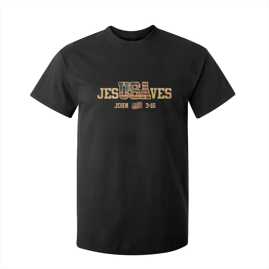 Funny Jesus Saves USA John 3 16 T Shirt For Kid Christian 4th Of July Bible Verse TS11 Black Print Your Wear