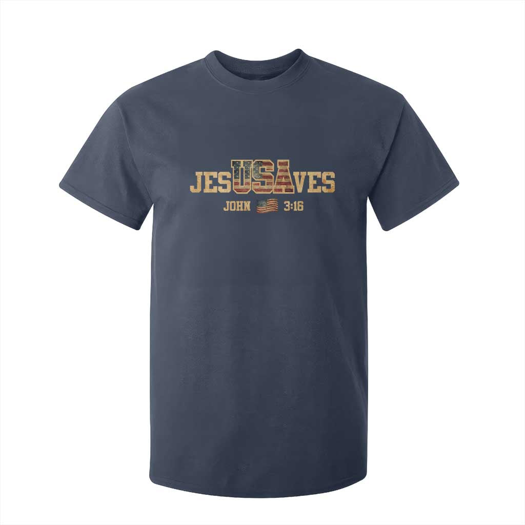 Funny Jesus Saves USA John 3 16 T Shirt For Kid Christian 4th Of July Bible Verse TS11 Navy Print Your Wear