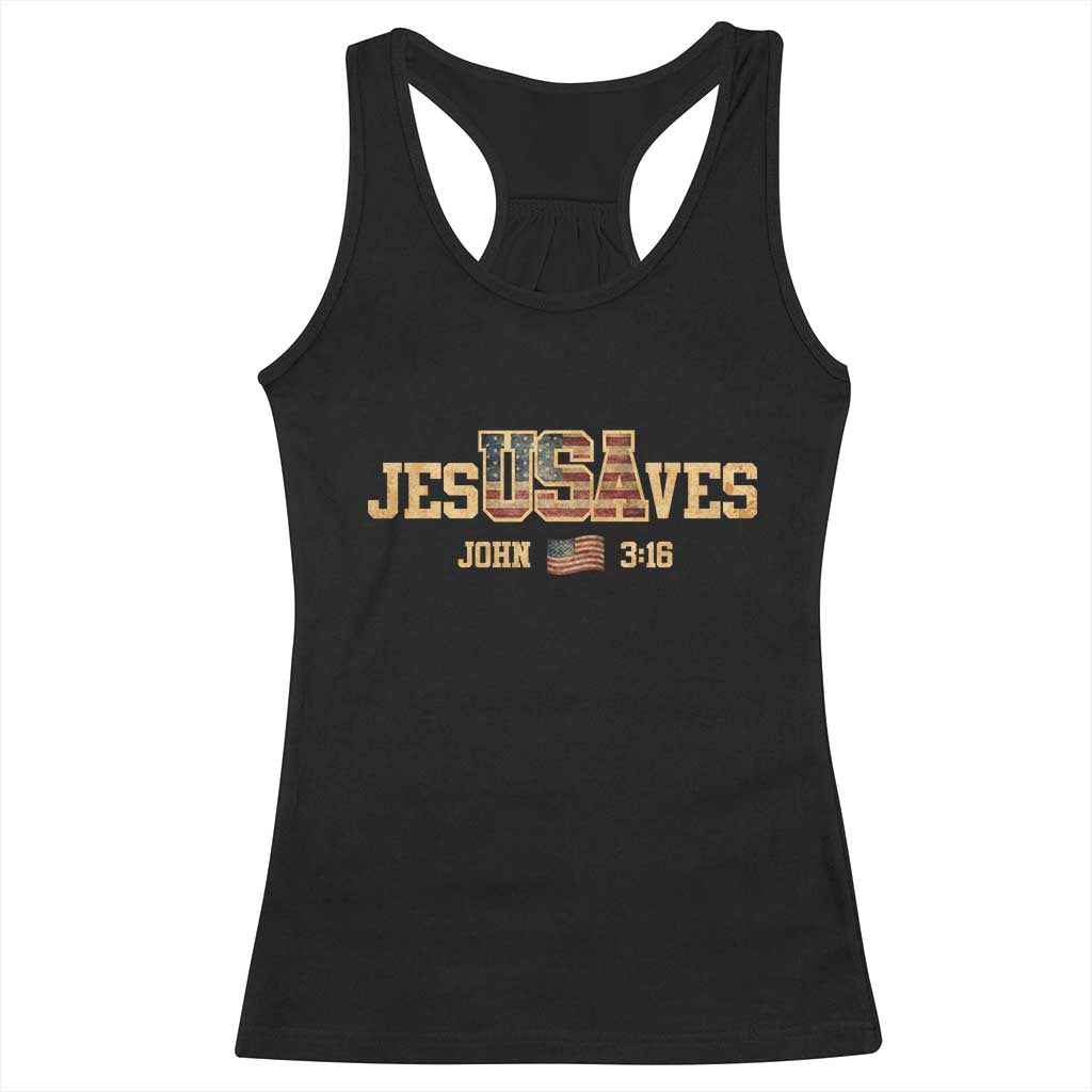 Funny Jesus Saves USA John 3 16 Racerback Tank Top Christian 4th Of July Bible Verse TS11 Black Print Your Wear