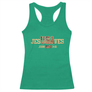 Funny Jesus Saves USA John 3 16 Racerback Tank Top Christian 4th Of July Bible Verse TS11 Irish Green Print Your Wear