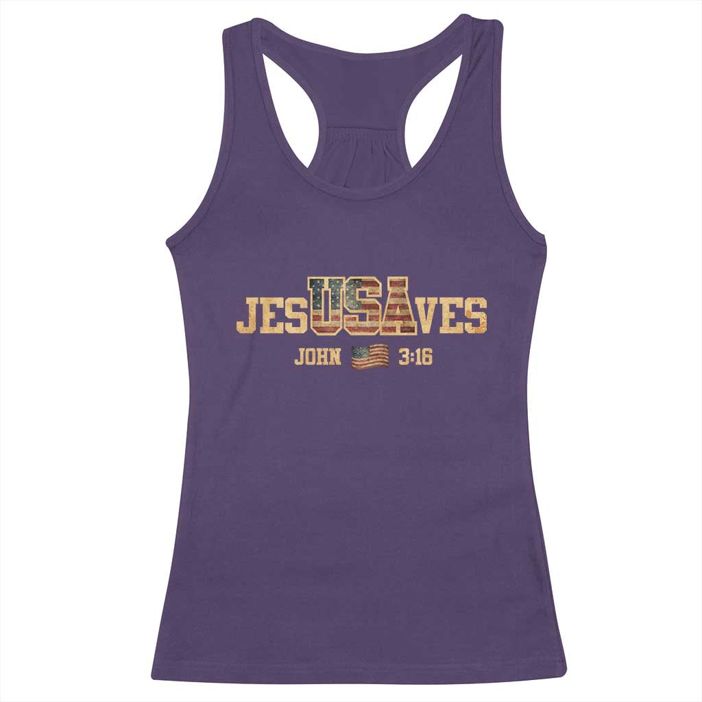 Funny Jesus Saves USA John 3 16 Racerback Tank Top Christian 4th Of July Bible Verse TS11 Purple Print Your Wear