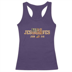 Funny Jesus Saves USA John 3 16 Racerback Tank Top Christian 4th Of July Bible Verse TS11 Purple Print Your Wear