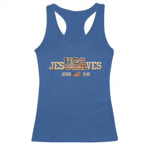 Funny Jesus Saves USA John 3 16 Racerback Tank Top Christian 4th Of July Bible Verse TS11 Royal Blue Print Your Wear